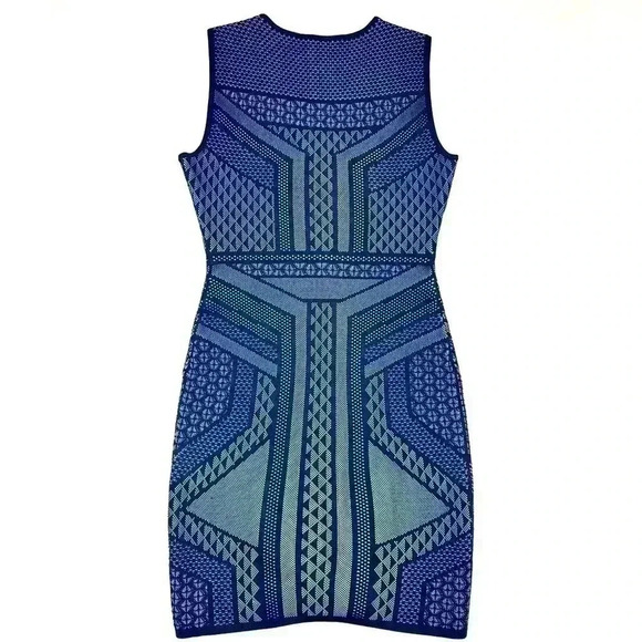 BCBG MAXAZRIA womens Stefanie Relief Jacquard Dress  Grey/navy Blue size Medium - Picture 6 of 7